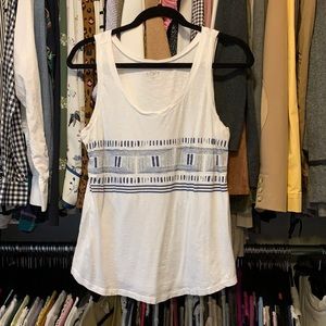 Loft tank blue white summer beading med